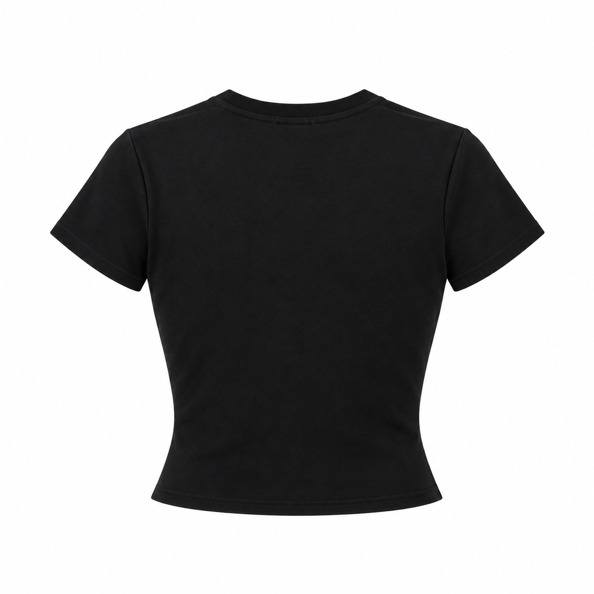 The Sculpted Black Cotton Tee BlackFittedT-ShirtBackView