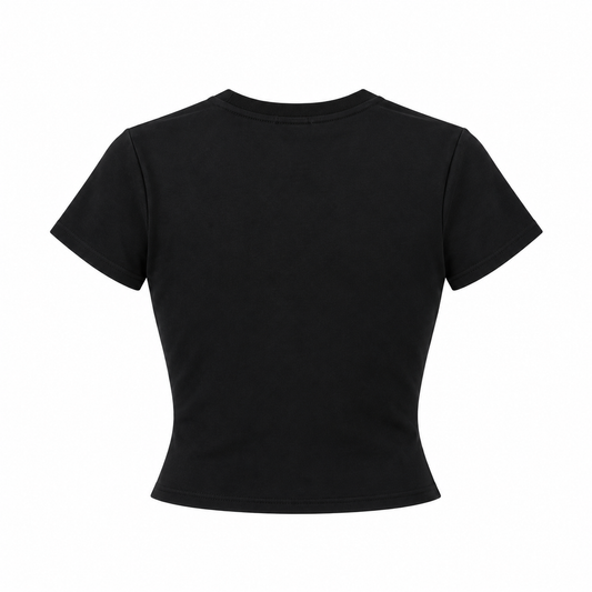 The Sculpted Black Cotton Tee BlackFittedT-ShirtBackView
