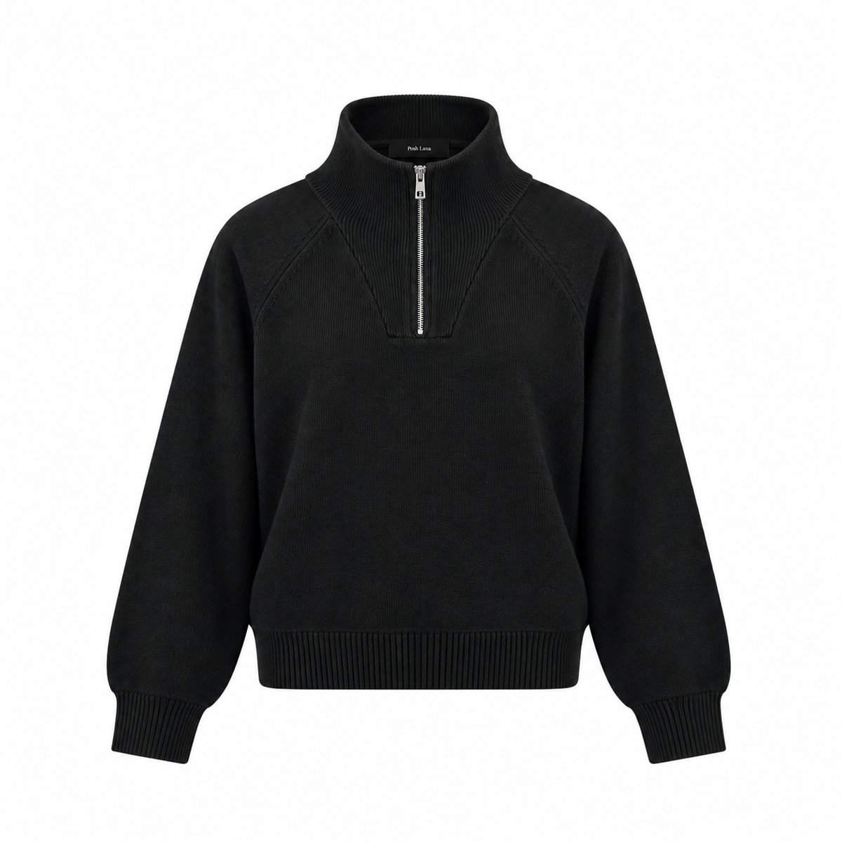 Unisex Quarter-Zip Pullover Sweatshirt BlackKnitHalf-ZipSweaterProductShot