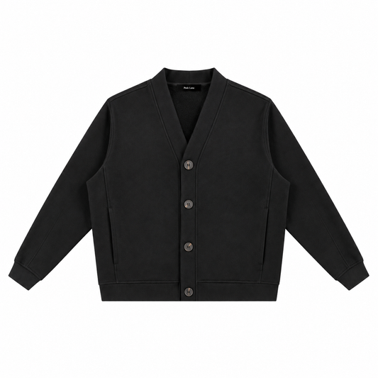 The Heavyweight V-Neck Sweat Cardigan Black BlackPoshLanaButtonCardigan