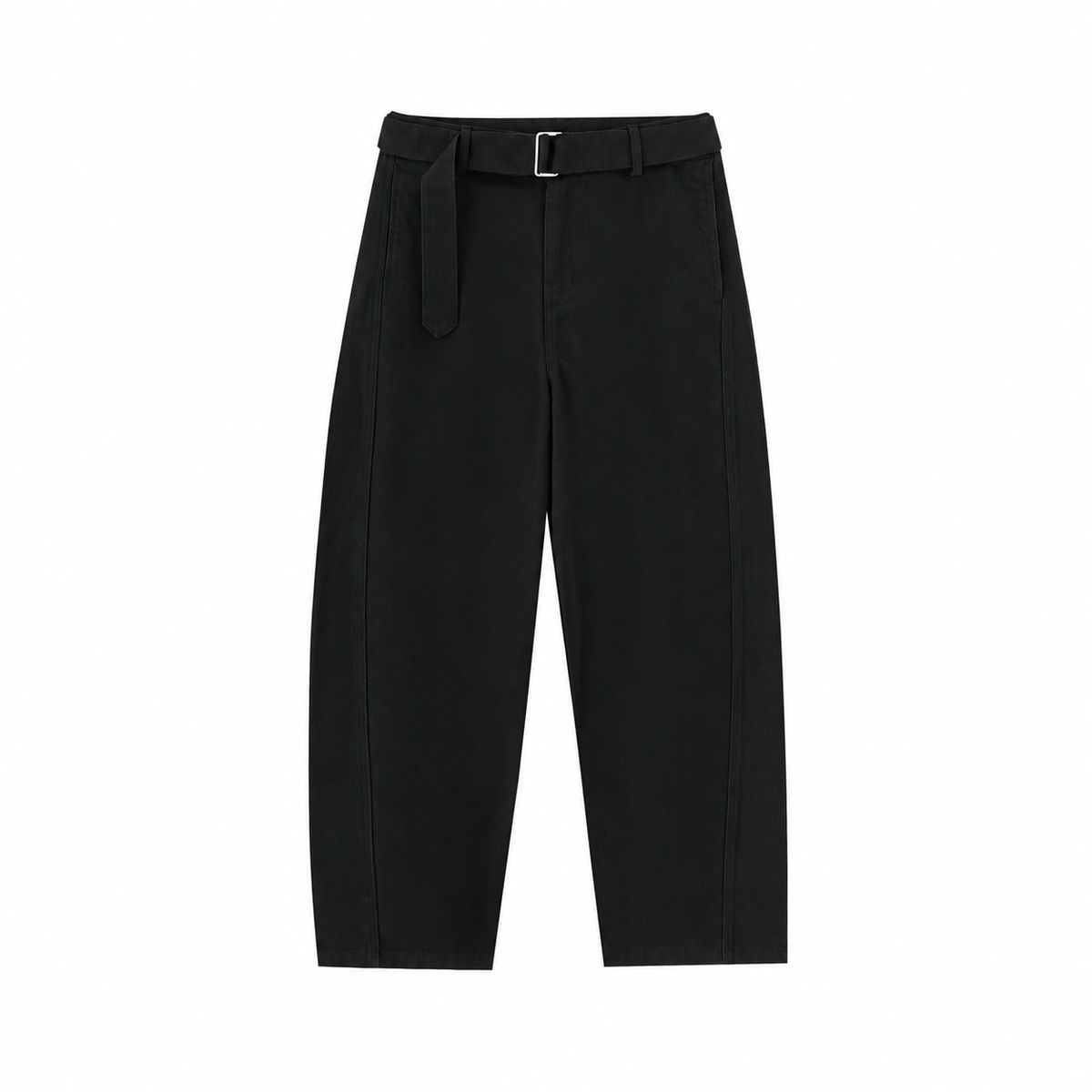 Belted Barrel-leg Chino Pants Black BlackTailoredUtilityTrouserswithBelt