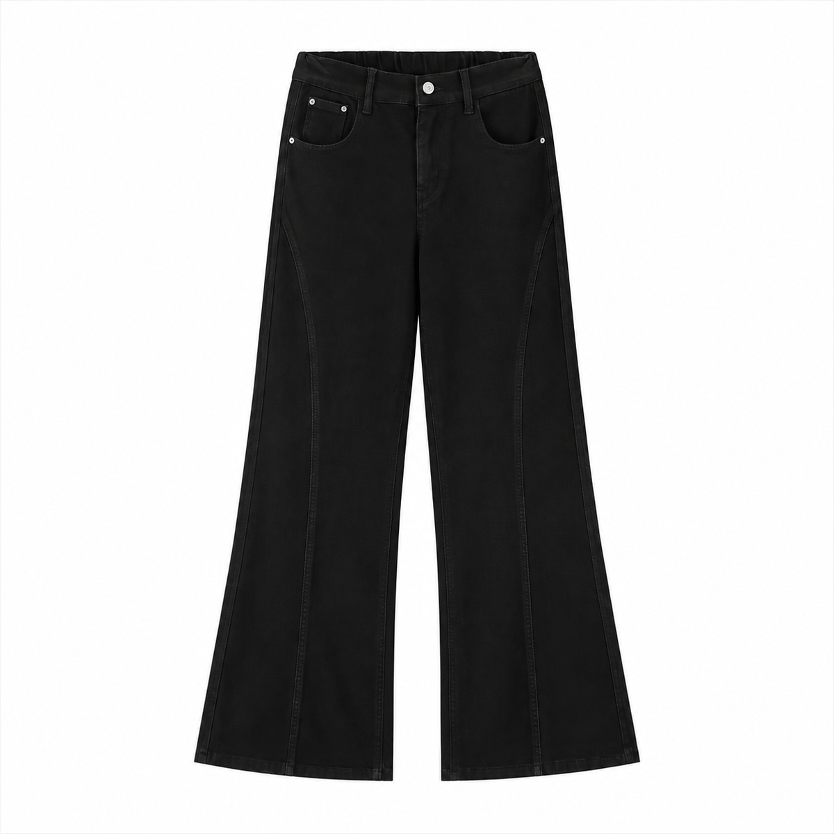 Women's Flared Leg Jeans Black BlackWide-LegPaneledJeans