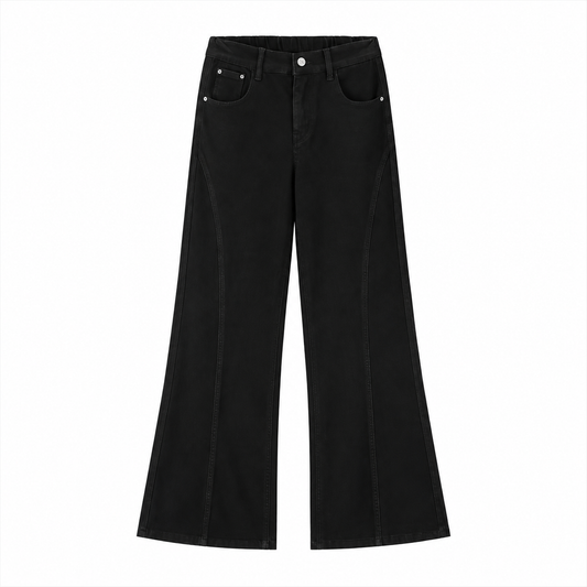 Women's Flared Leg Jeans Black BlackWide-LegPaneledJeans