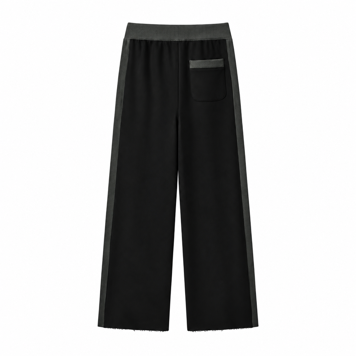 Women's Color Block Raw Hem Sweatpants BlackWide-LegPantswithCharcoalDetails