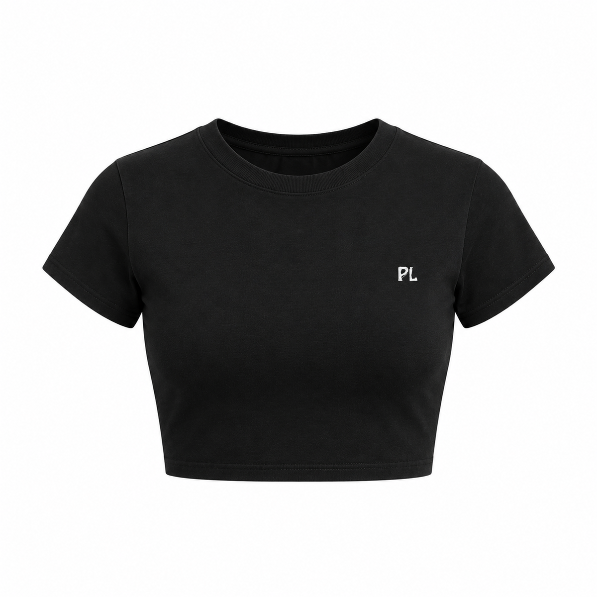 The Cropped Cotton Baby Tee Black Black_Cropped_Tee_with_PL_Logo