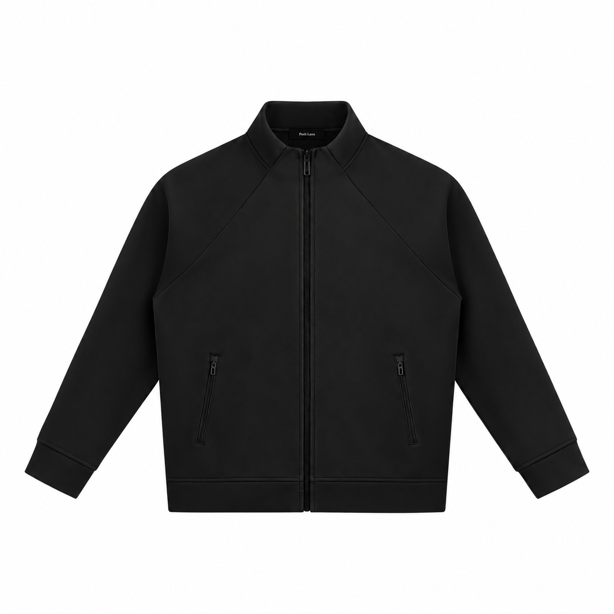 The Structured Stand-Collar Track Jacket Black Black_Zip-Up_Track_Jacket_Mockup