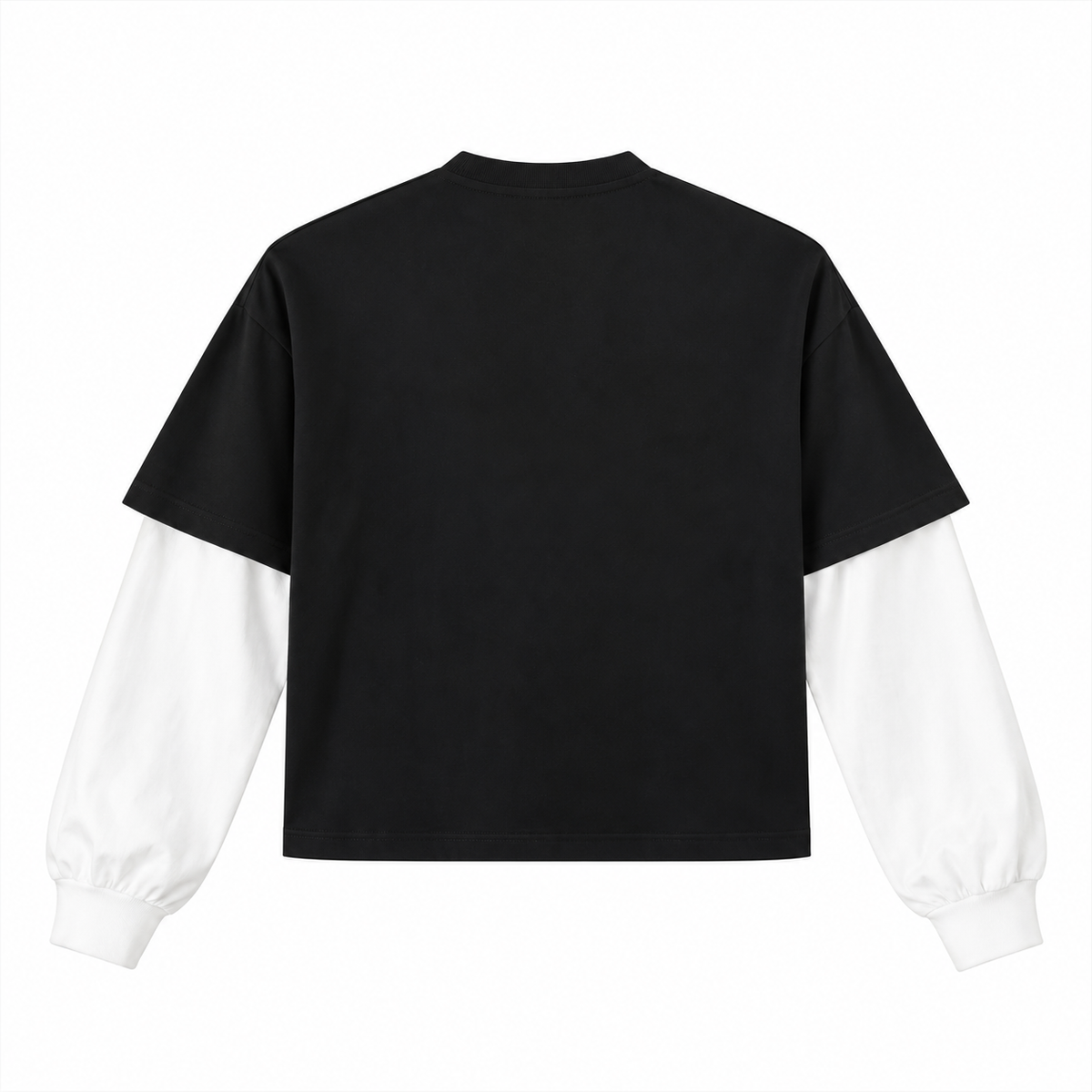 The Contrast Panel Long Sleeve Black Tee BlackandWhiteLayeredSleeveTee