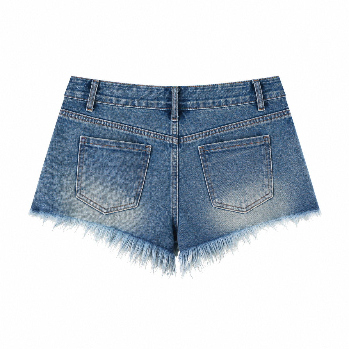 The Sun-Faded Distressed Denim Shorts BlueDenimFrayedCutoffShorts