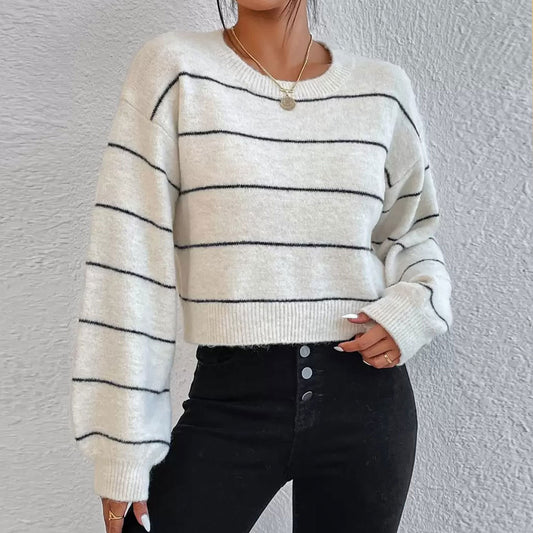 Striped Crew Neck Knit Sweater