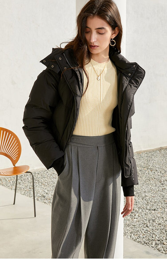 Women's Long Hooded Down Jacket | 450g White Duck Down