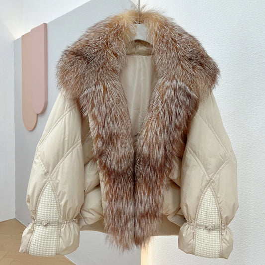 Silver Fox Collar Down Puffer Jacket
