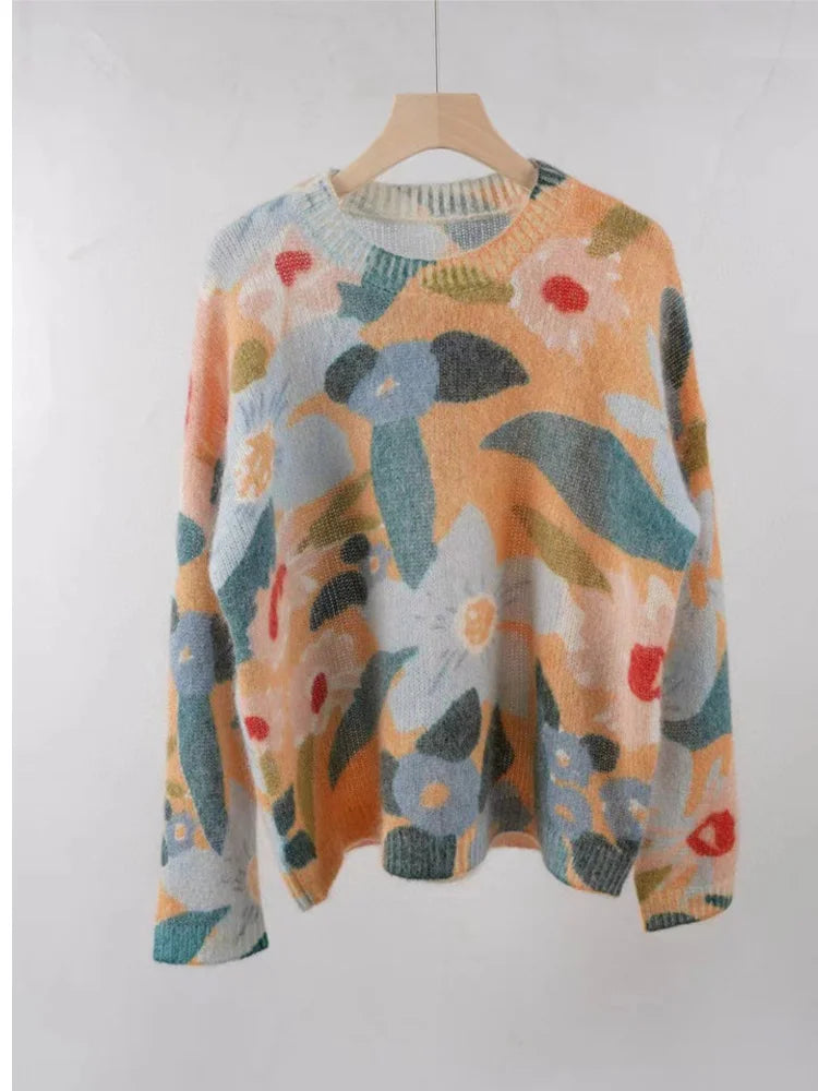 The Floral Jacquard Mohair Knit Sweater CB3C894CBE9AAA3370FD78DF7B3988FF
