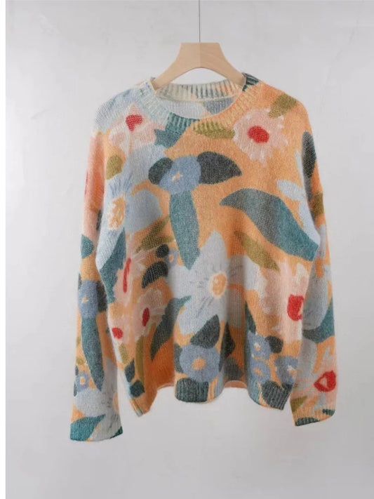 The Floral Jacquard Mohair Knit Sweater CB3C894CBE9AAA3370FD78DF7B3988FF