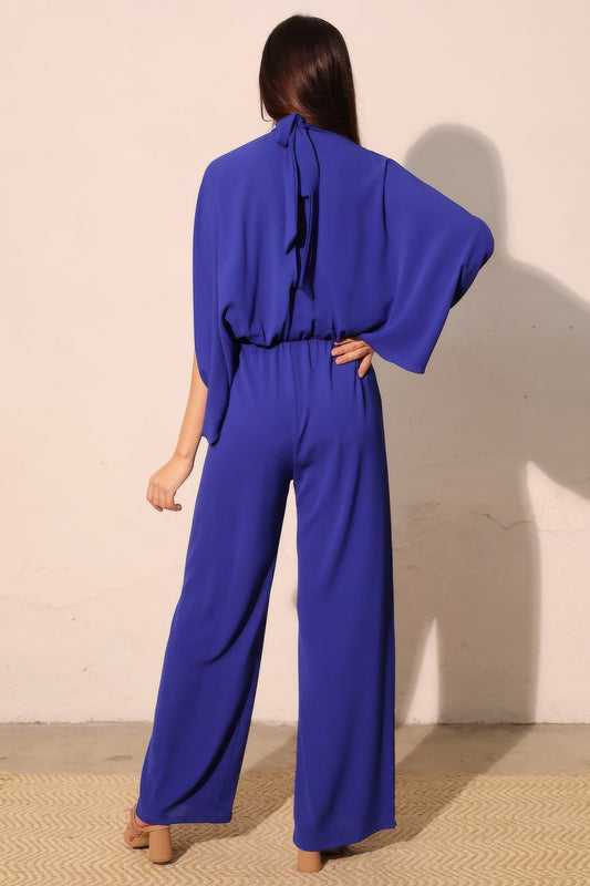 Textured Solid Mock Neck Caftan Jumpsuit CC60167SI2