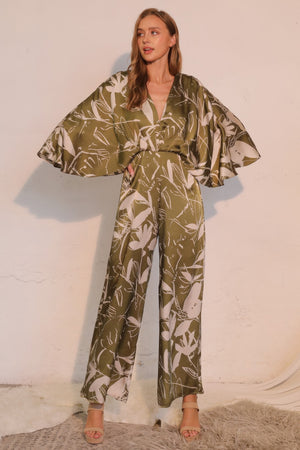 Dreaming Lily Satin Cape Jumpsuit L CC60361A