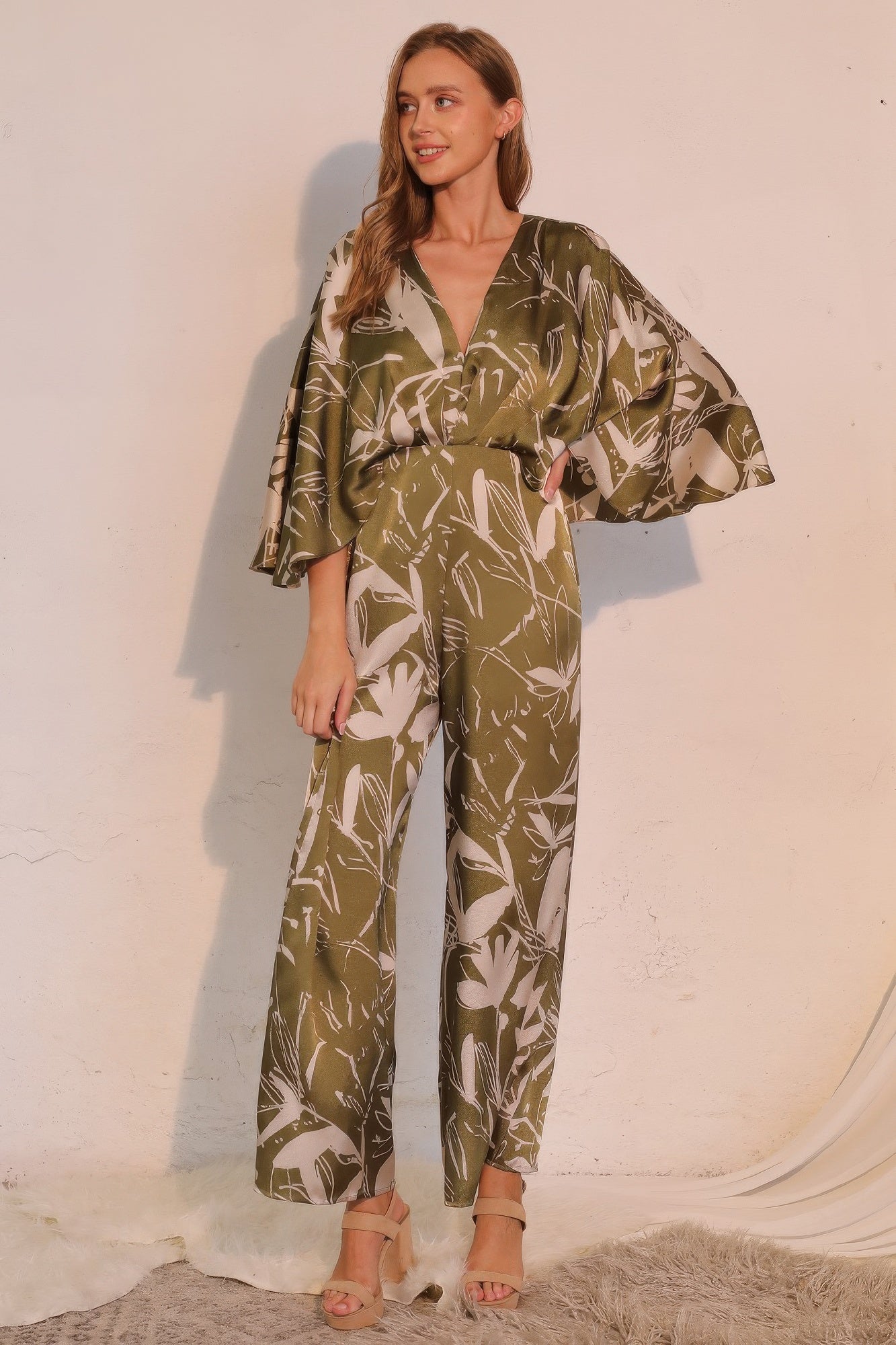 Dreaming Lily Satin Cape Jumpsuit CC60361ASI