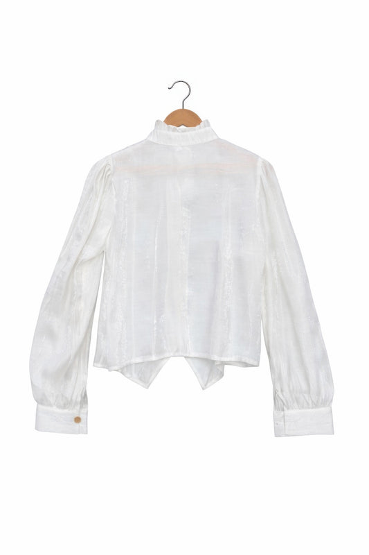 Elegant Satin-finish Victorian Button-up Top CC60588ASI2