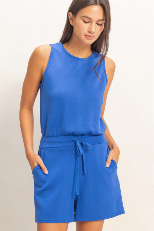 Drawstring Waist Sleeveless Romper CC60608SI1