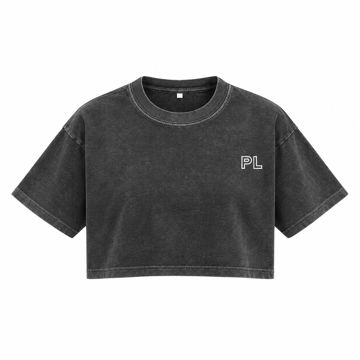 The Snow-Washed Cropped Classic Black Cotton Tee CharcoalCroppedPLLogoT-Shirt