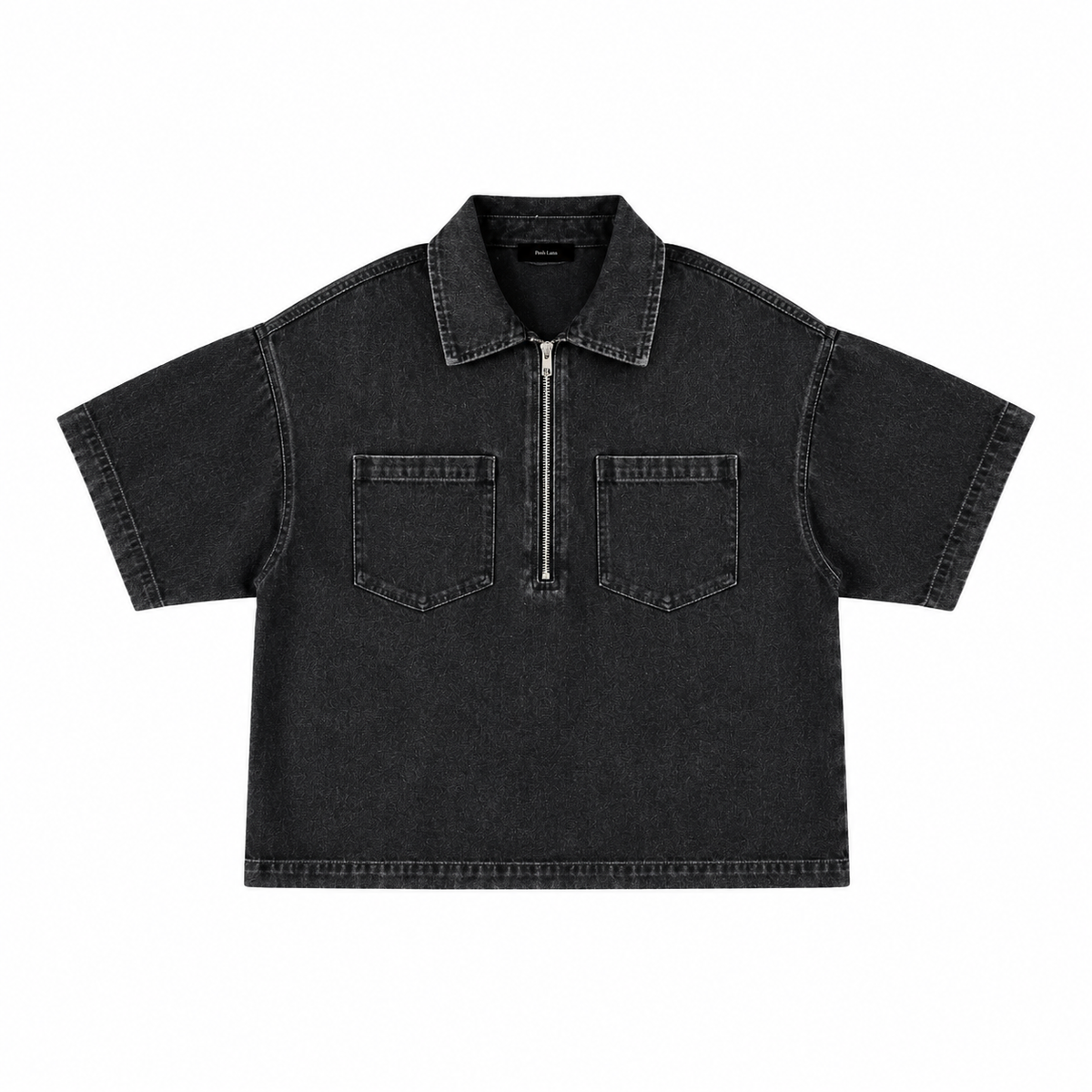 The Heritage Quarter-Zip Denim Overshirt Black CharcoalDenimHalf-ZipShirt