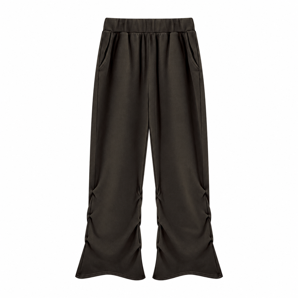The Vintage-Wash Ruched Wide-Leg Sweatpants Black CharcoalRuchedWide-LegTrousers