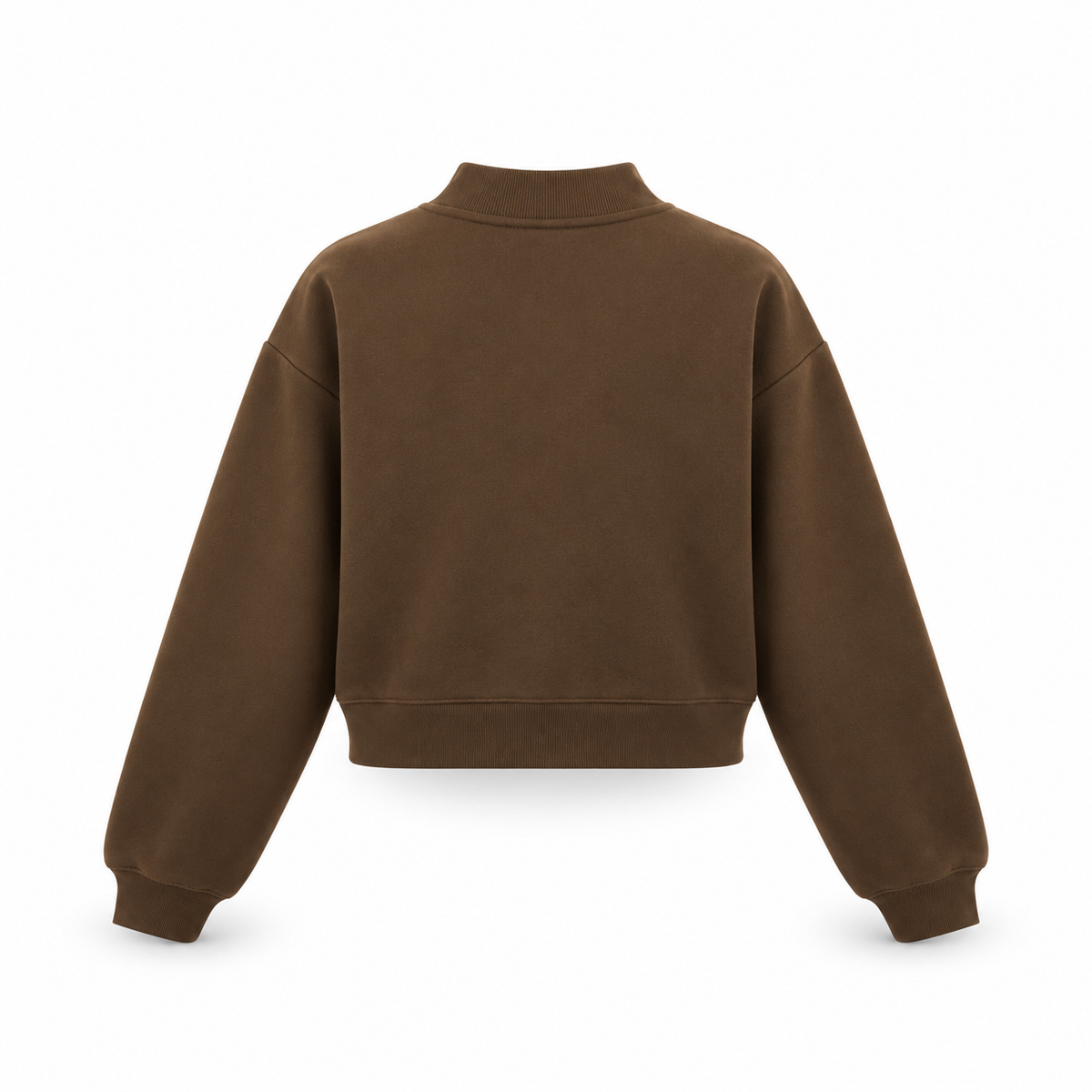 The Relaxed Fleece Mock-Neck Brown Sweatshirt ChocolateBrownOversizedSweatshirtBackView