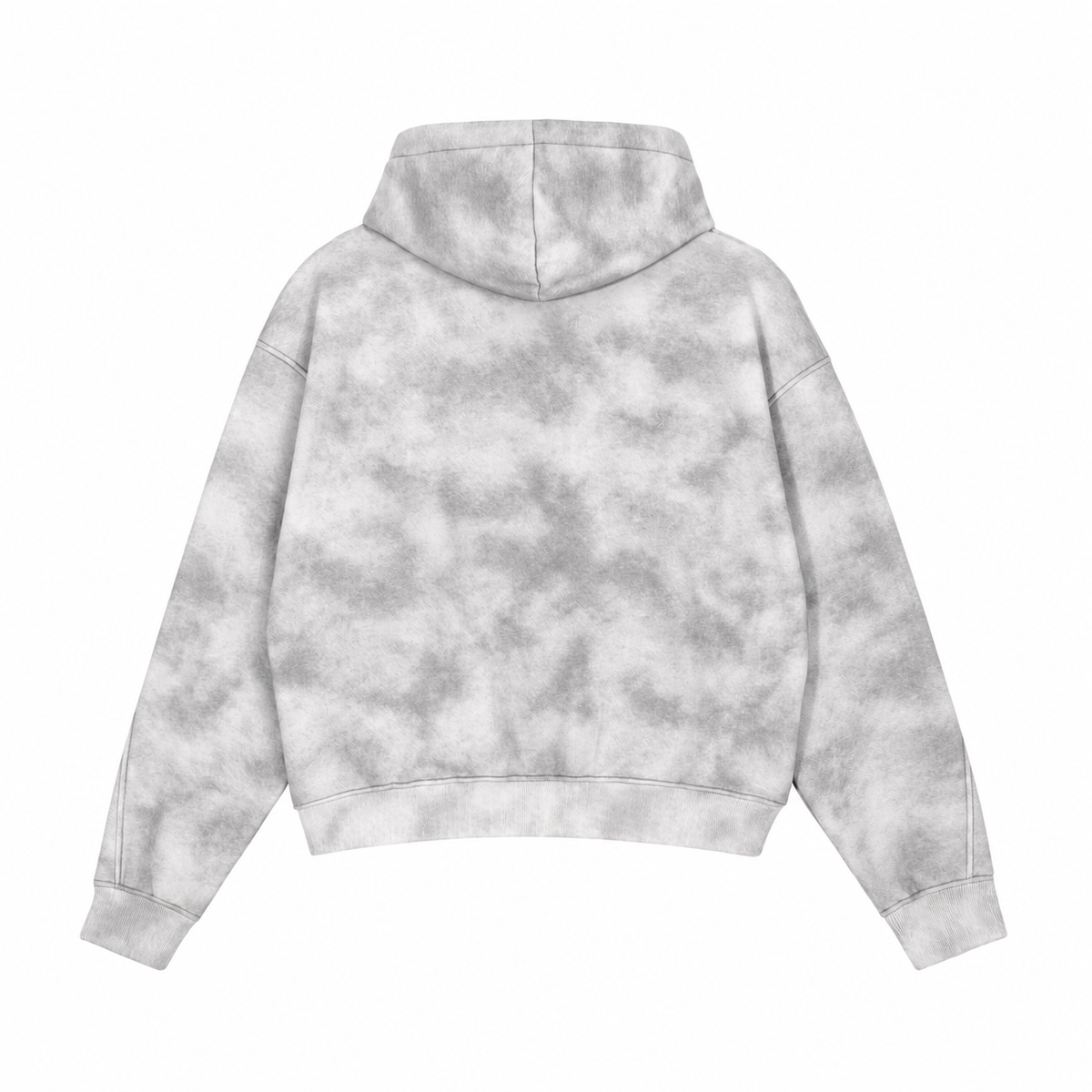 Dirty Washed Zip-Up Fleece Hoodie Cloud-WashedGrayHoodieBackView