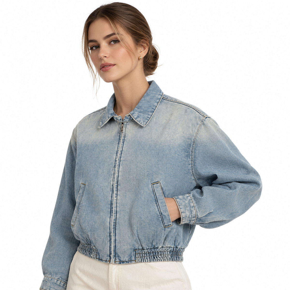 The Sun-Faded Full-Zip Denim Jacket ConfidentWomaninWashedDenimJacket