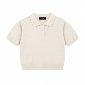 Women’s Knit Cotton o Shirt White CreamKnitPoloSweateronWhite