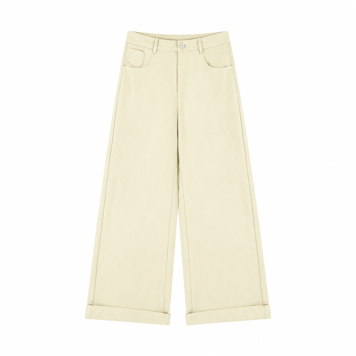 Women’s Tencel Wide Leg Pants Apricot CreamWide-LegCuffedTrousers