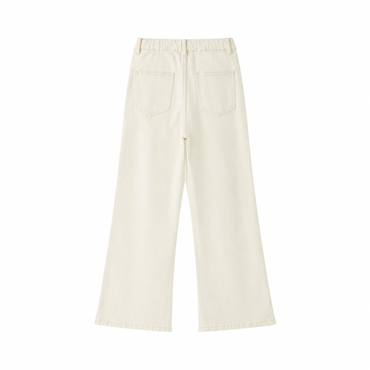 Women's Flared Leg Jeans CreamWide-LegJeansBackView