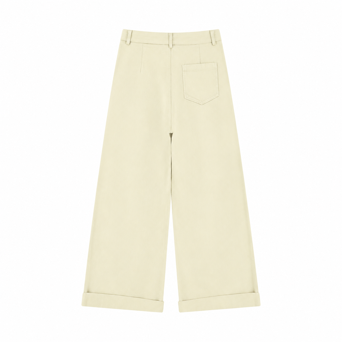 Women’s Tencel Wide Leg Pants CreamWide-LegPantsBackView