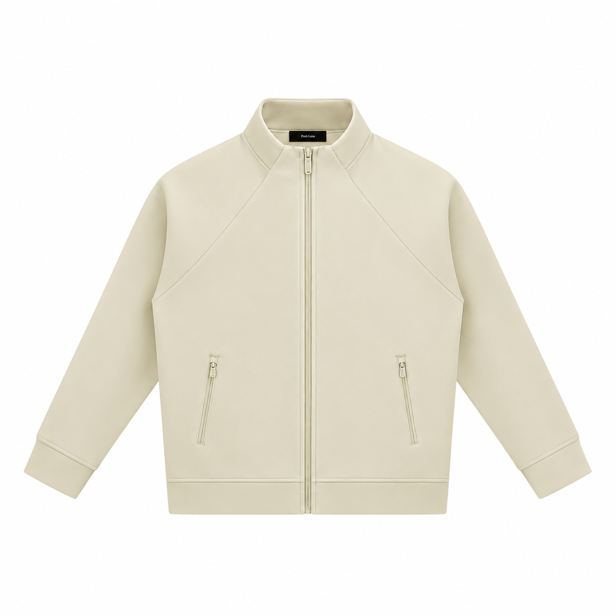 The Structured Stand-Collar Track Jacket Light Camel Cream_Zip-Up_Jacket_with_Posh_Lana_Label