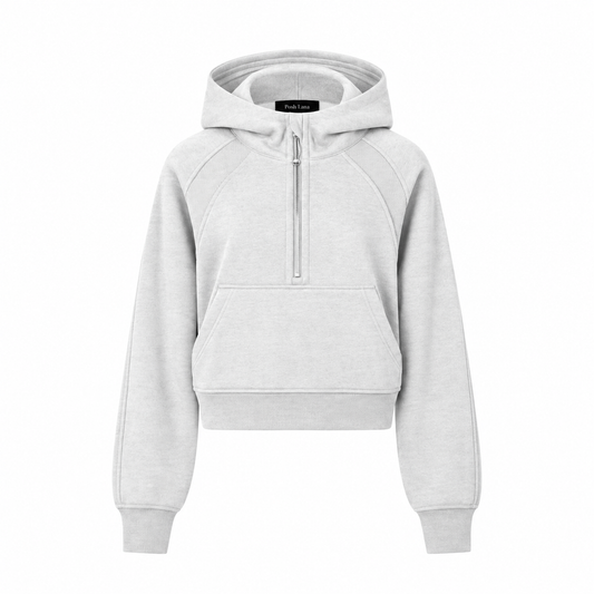 Cropped Half-Zip Hoodie Cold Gray CroppedHeatherGrayHalf-ZipHoodie