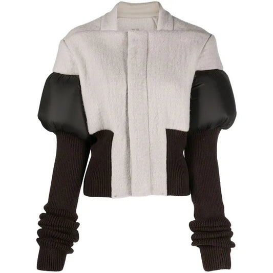 Women's Wool Knit Patchwork Jacket | Black & White