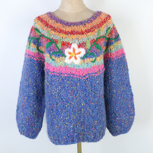 The Sculpted 3D Floral Knit Sweater D92B0B9279BBA18FB1B5EB11C440D1D6