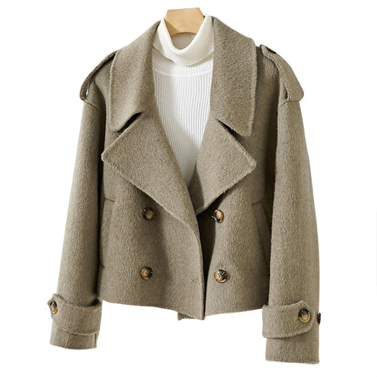 Beige Wool Blend Short Coat