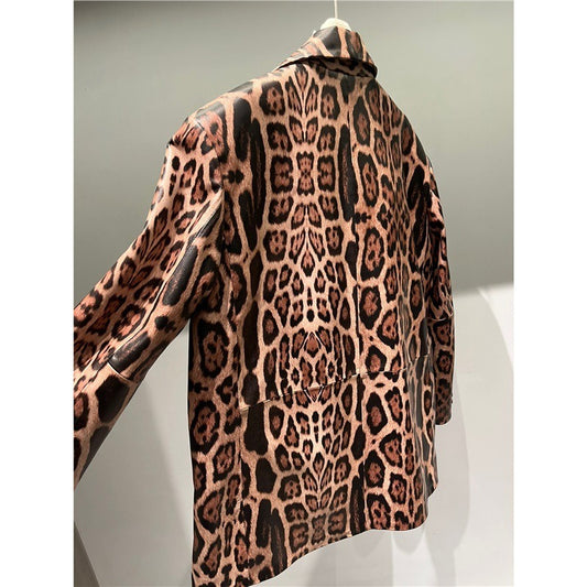 Leopard Print Genuine Sheepskin Jacket
