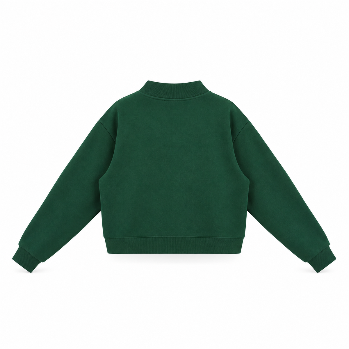 The Relaxed Fleece Mock-Neck Green Sweatshirt DeepGreenOversizedSweatshirtBackView