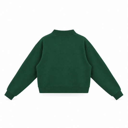 The Relaxed Fleece Mock-Neck Green Sweatshirt DeepGreenOversizedSweatshirtBackView