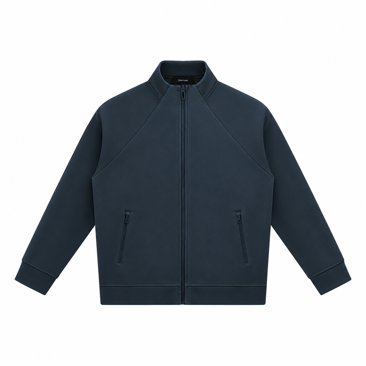 The Structured Stand-Collar Track Jacket Navy Blue Deep_Navy_Full-Zip_Jacket