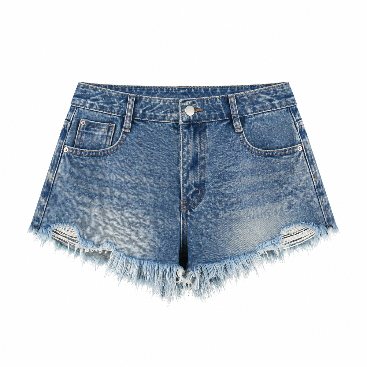 The Sun-Faded Distressed Denim Shorts Blue DistressedBlueDenimCutoffShorts