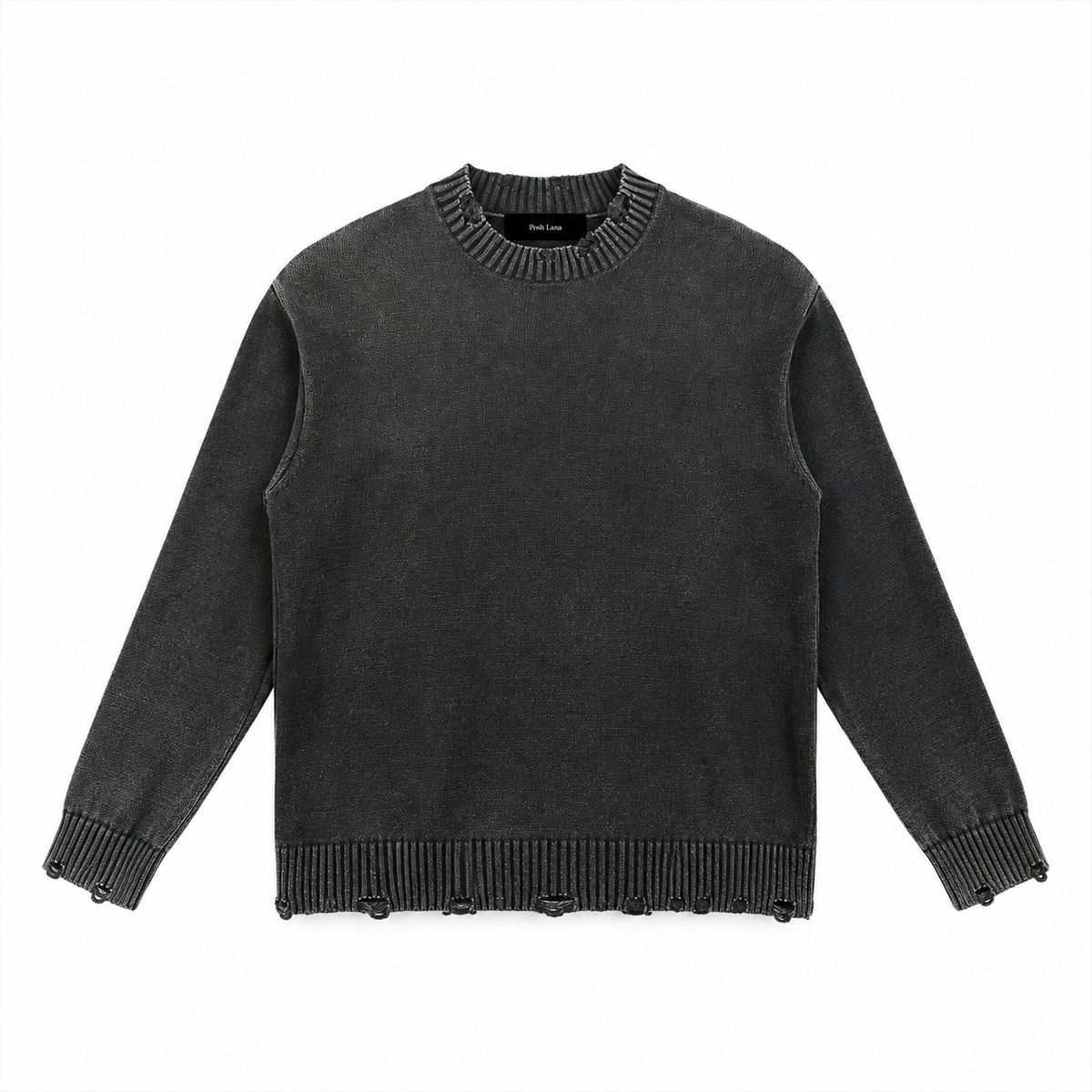 Vintage Washed Hand-Frayed Sweater Black DistressedCharcoalKnitSweater_5f800a2a-a757-4371-b9d2-18db5a4fbdd6