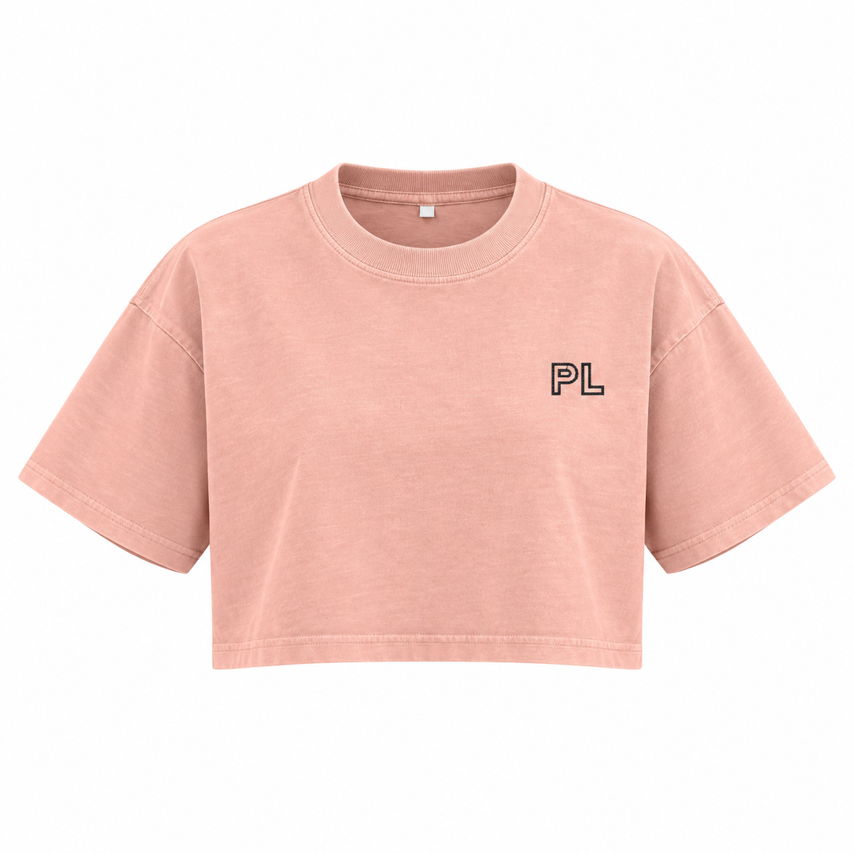 The Snow-Washed Cropped Shrimp Skin Cotton Tee DustyPinkCroppedTeewithPLEmbroidery