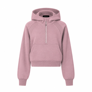 The Sculpted Cropped Half-Zip Hoodie Pink DustyRoseCroppedHalf-ZipHoodie