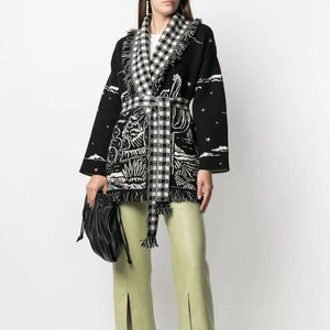 Cactus Jacquard Cardigan Black S E34E096D18952892C2B4D6618C59EF8A