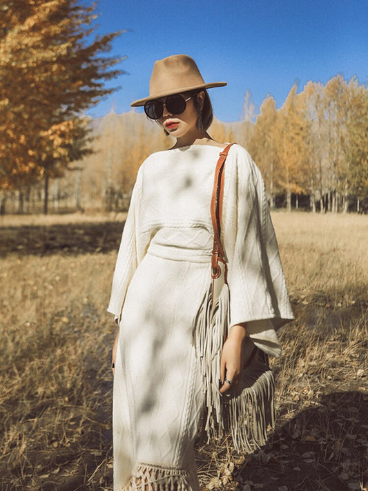 Vintage Tassel Knit Sweater Dress