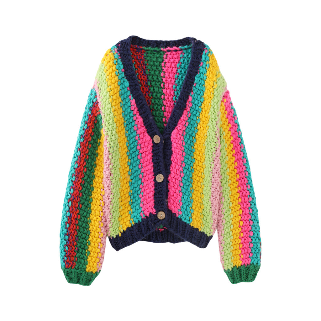 The Chunky Striped Cotton V-Neck Cardigan E69A1802B33D7B7F09637635CFF768D2