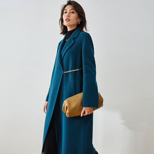 Women's Reversible Wool Coat | Belted Long Overcoat