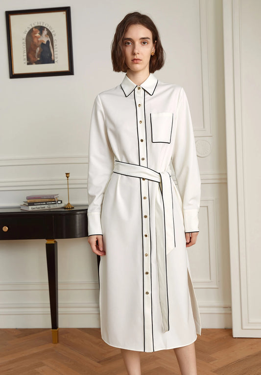 Belted Shirt Midi Dress